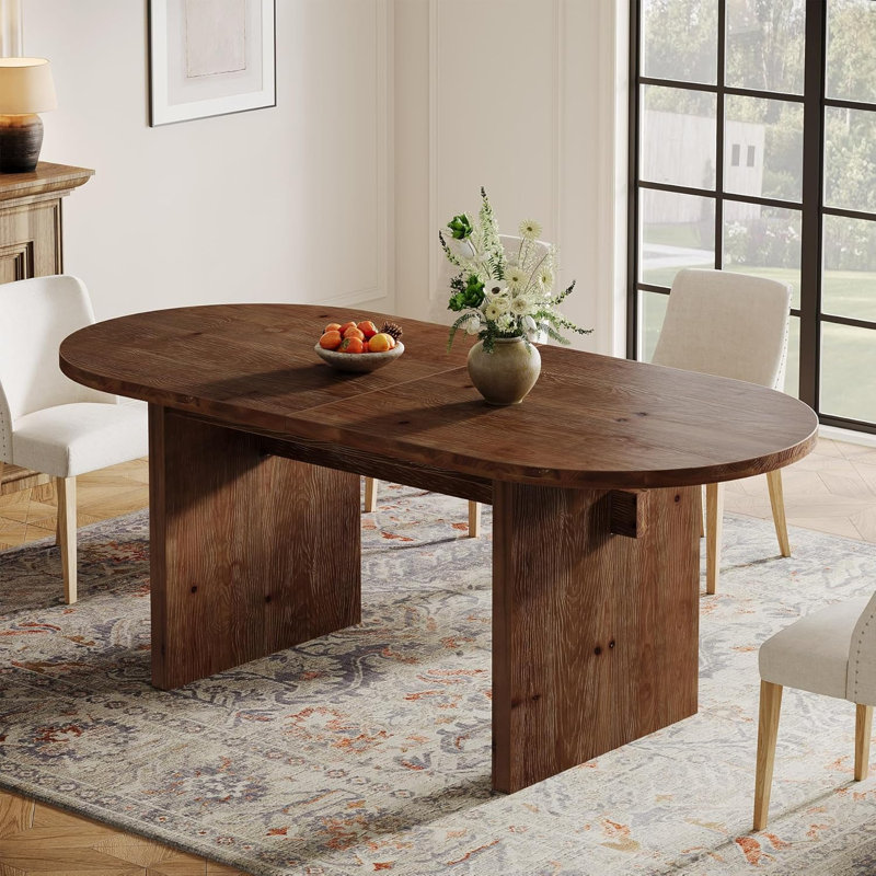 63-Inch Oval Solid Wood Executive Desk