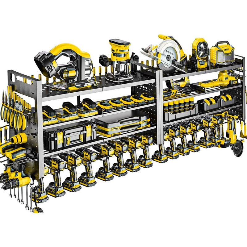 Rangement robuste pour outils électriques et support de rangement à plusieurs niveaux