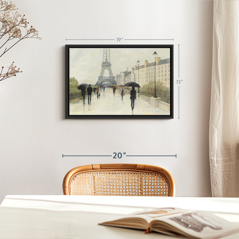 Eiffel sur toile sous la pluie, H 13 po x l 19 po