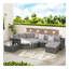 Ensemble de canapé d'extérieur 8 pièces, ensemble de conversation modulaire en forme de L en osier avec repose-pieds courbé et table en verre pour la piscine-317792739