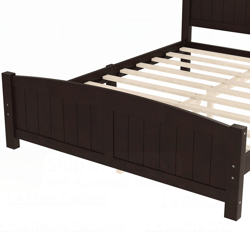 Lit plateforme en bois massif avec lattes de soutien et structure solide, aucun sommier requis pour les chambres modernes