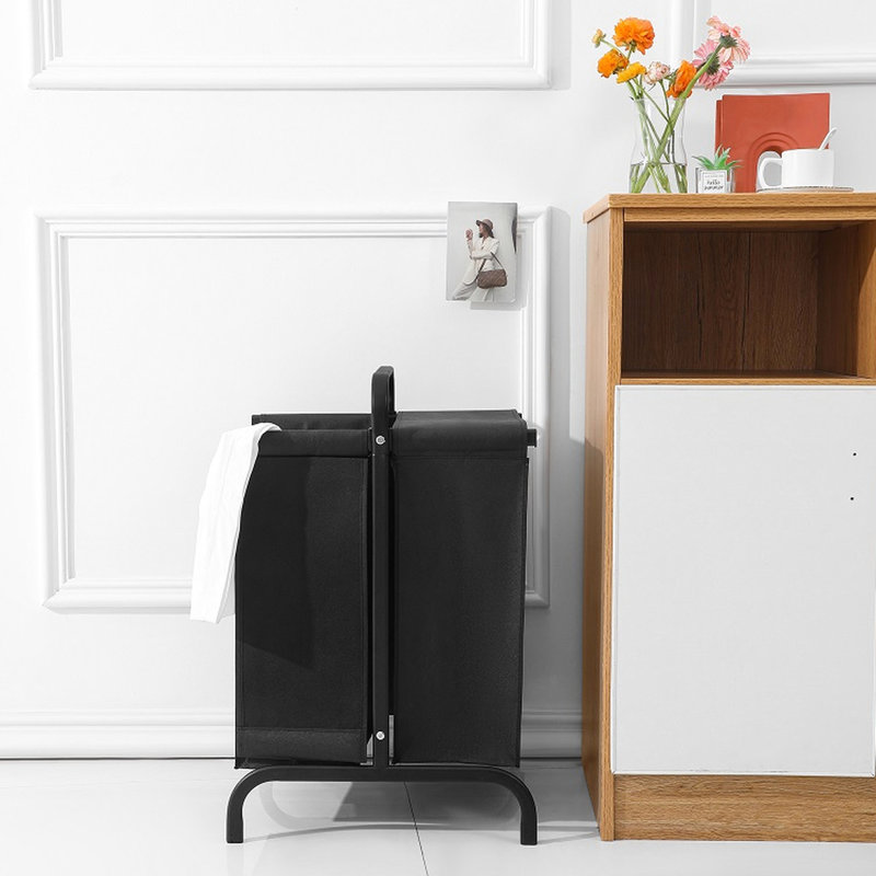 Grand panier à linge en tissu 110l avec couvercle, cartes de tri pour capacité