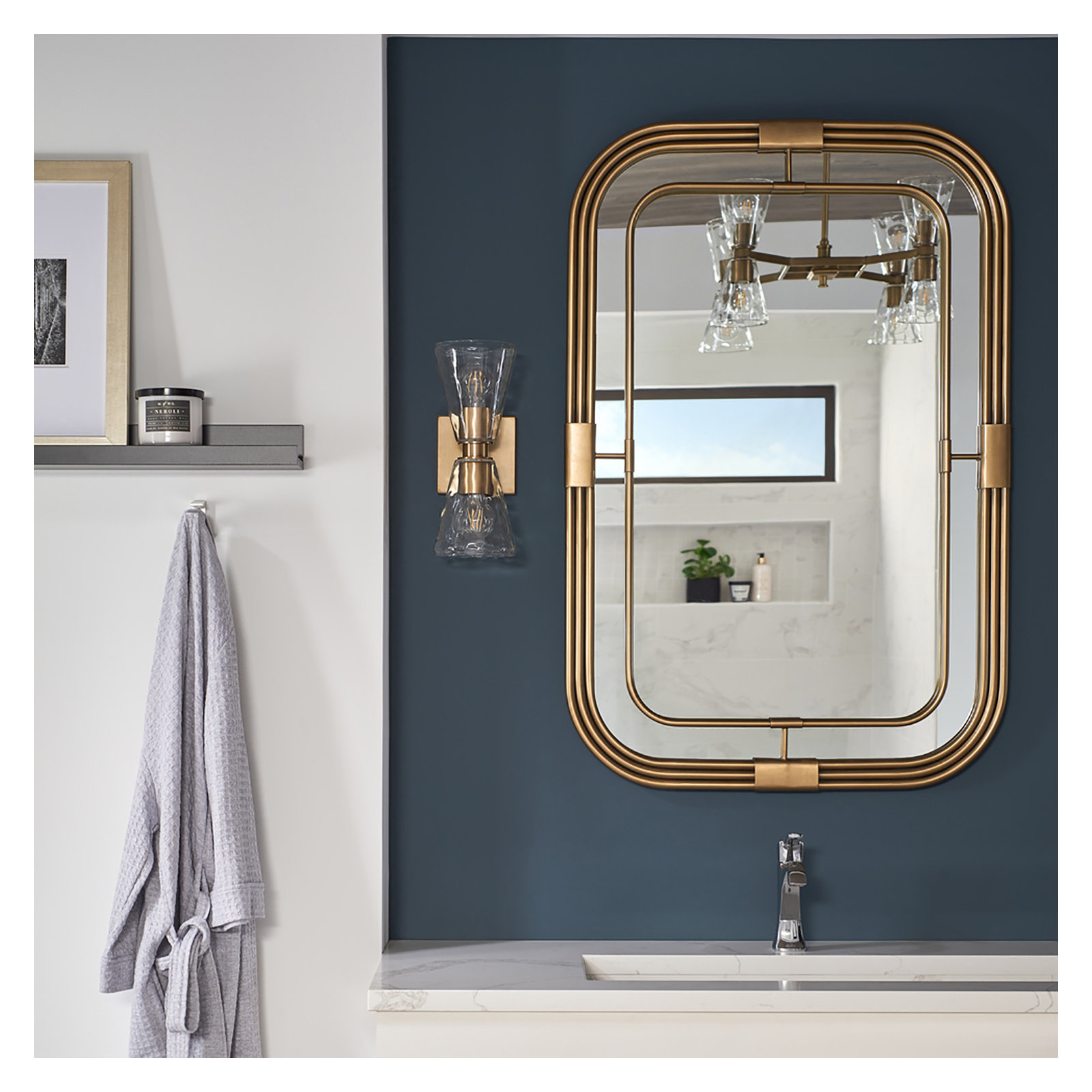 2 Light Glass Dimmable Armed Sconce
