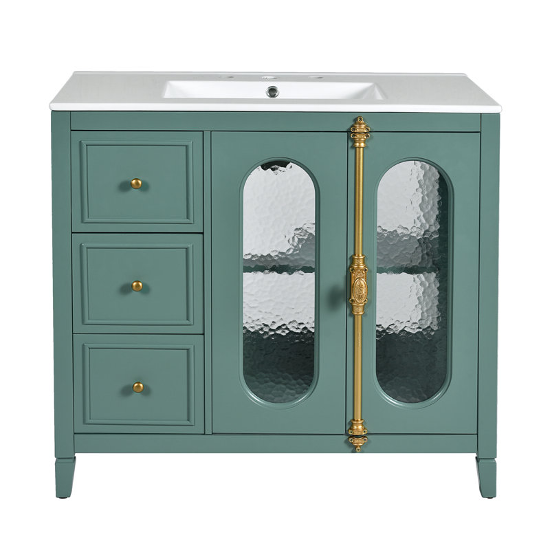 Meuble-lavabo de salle de bain avec 2 portes à fermeture douce
