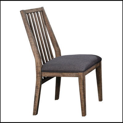 Ensemble de chaises d'appoint en bois 2 pièces avec sièges rembourrés en tissu, aspect vieilli naturel pour les meubles de salle à manger rustiques