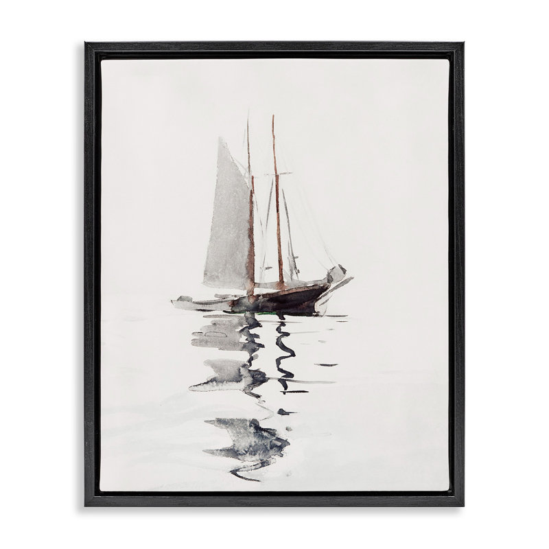 Voilier flottant tranquille, Cadre flottant noir de jais, H 31 po x l 25 po