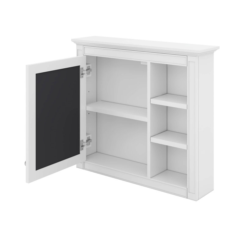 Pharmacie, armoire de rangement de salle de bain murale avec miroir, 3 tablettes ouvertes, Blanc
