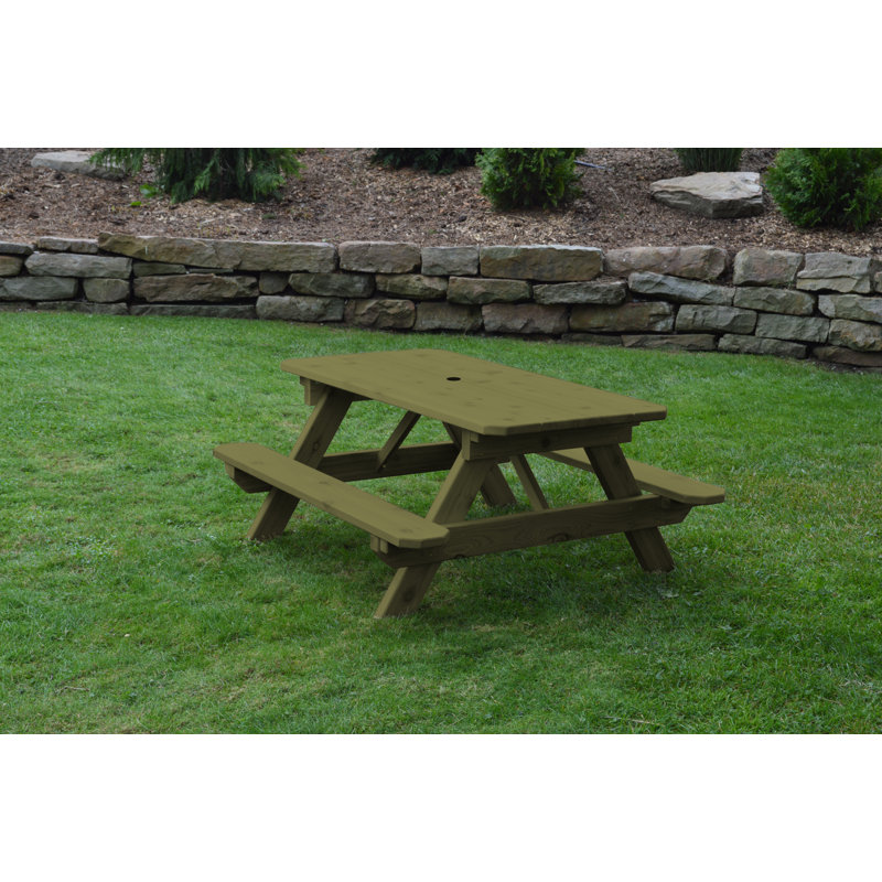 Table d'extérieur rectangulaire en bois massif pour enfants Runkle, Feuille de tilleul
