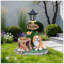 Statue de jardinière lanterne solaire chien assis