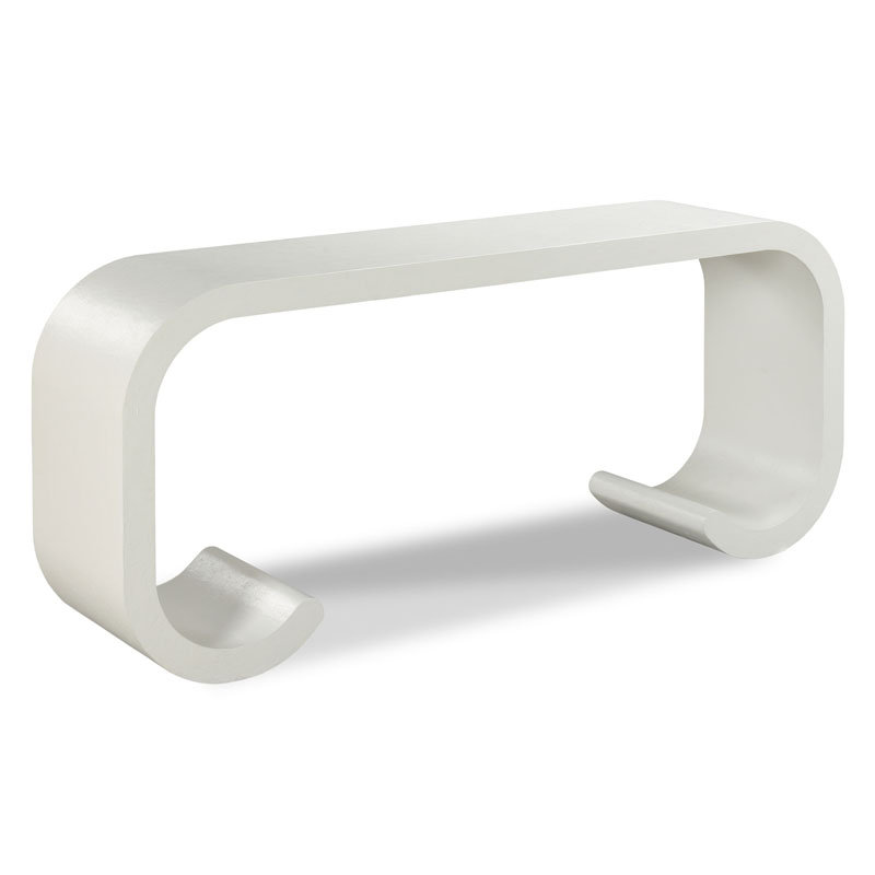 Gesso White Solid Wood Sculptural Console Table