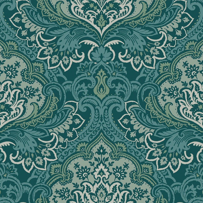 Cecili 8.23m x 68.58cm Matte Wallpaper Roll, Teal