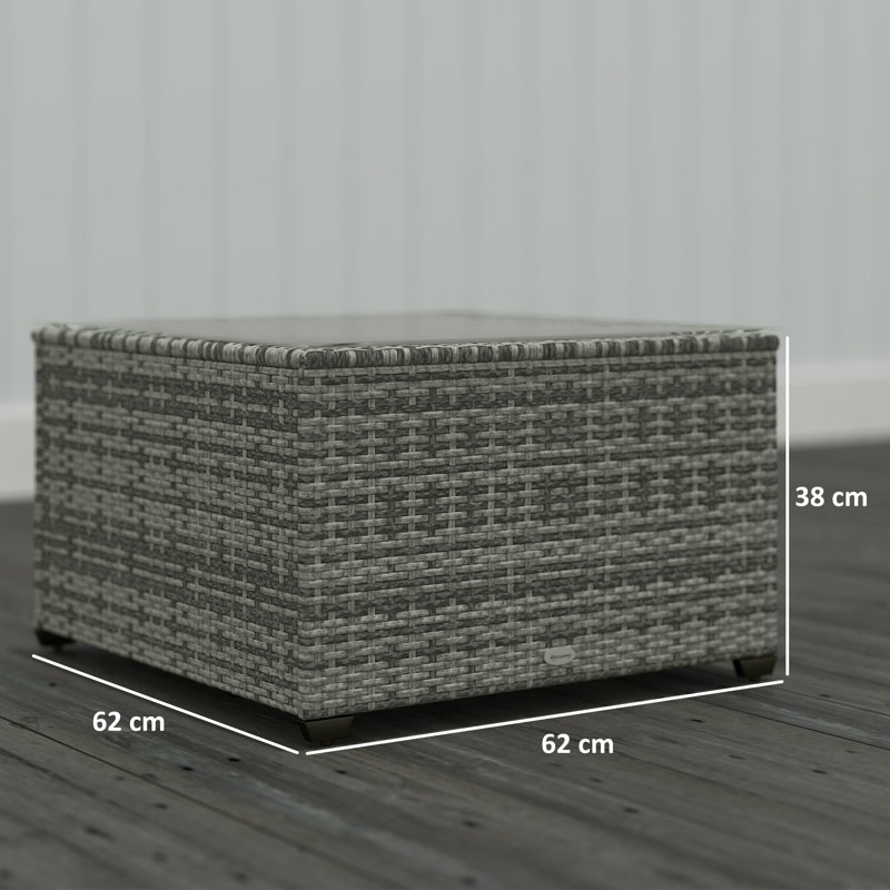 Rattan Side Table, Grey