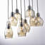 Luminaire suspendu de style pots en grappe en verre cognac noir antique à 8 lumières Nickelson
