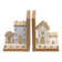 2 Piece Wooden Houses Bookends Set
