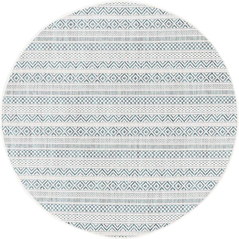 Outdoor Glimmer Area Rug Light Blue Color, Round 4'