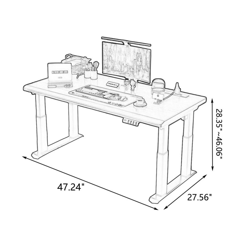 Walnut Rectangular Solid Wood Standing Desk, 46.06" H x 47.24" W x 27.56" D