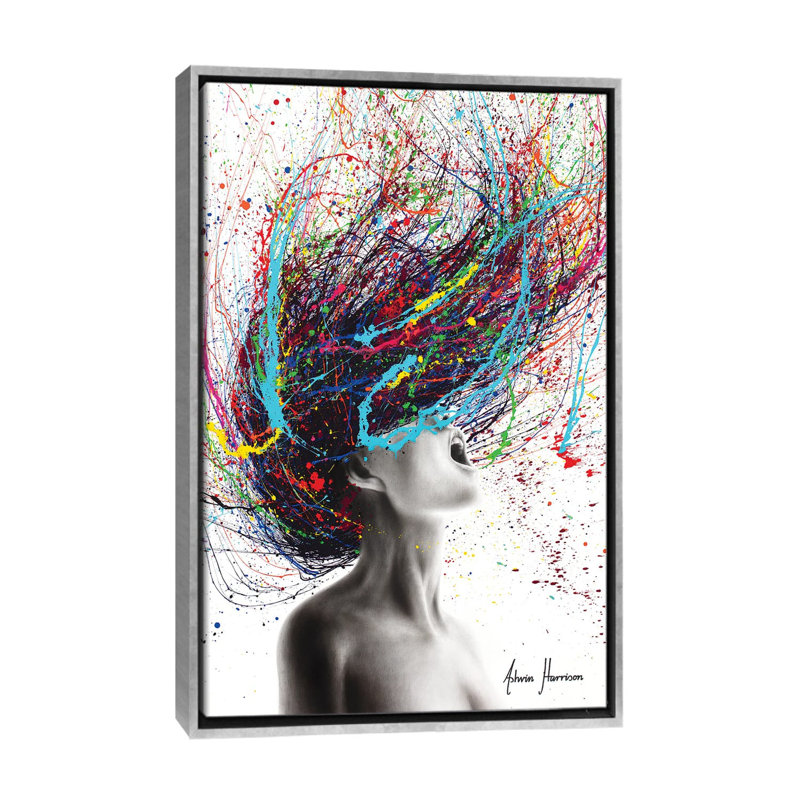 «The Edge» par Ashvin Harrison - impression d'art graphique, H 26 po x l 18 po x P 1,5 po, Toile avec cadre argenté