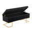 Banc de rangement en métal doré et velours noir
