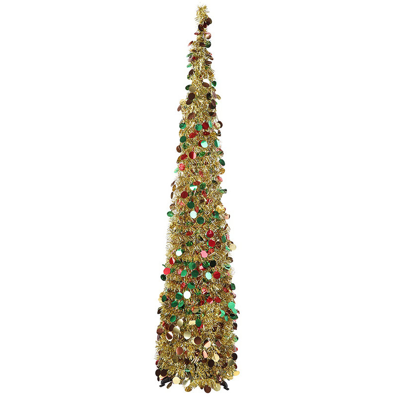 Arbre de Noël élancé à guirlande cyprès, H 4,92 pi, Or