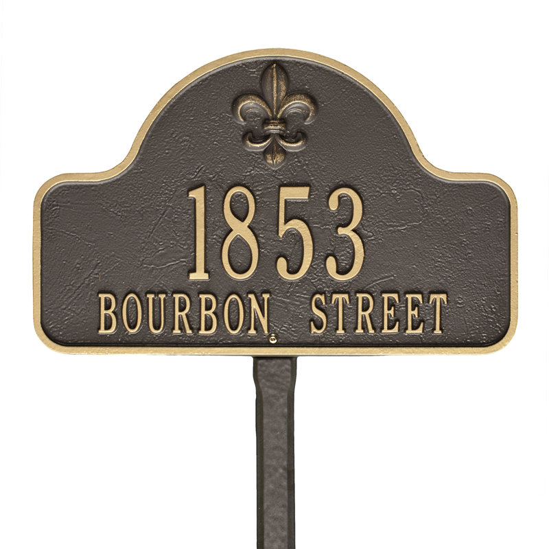 Lexy 3-Line Lawn Address Sign, Bronze / Gold, Yes