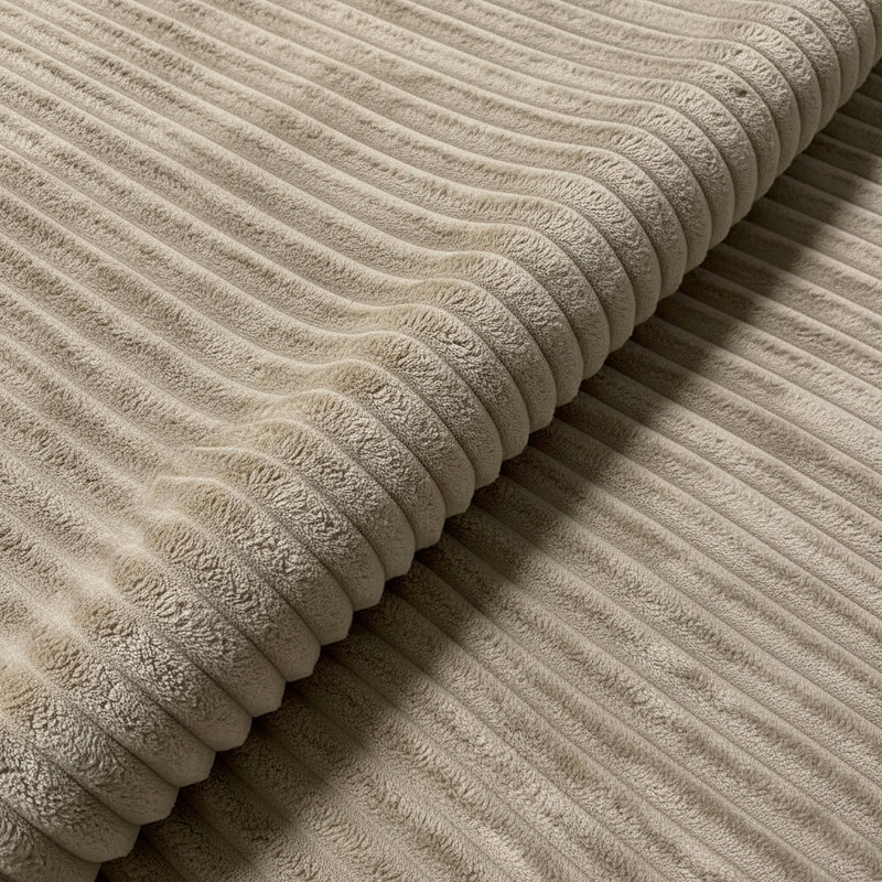 Corduroy Upholstery Full Compressed Ottoman, Camel