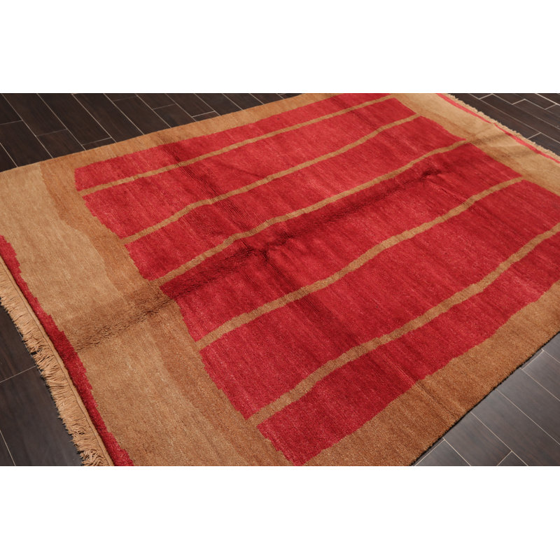 Tapis de zone en laine 6 pi x 9 pi noué la à la main one-of-kind Koschwanez