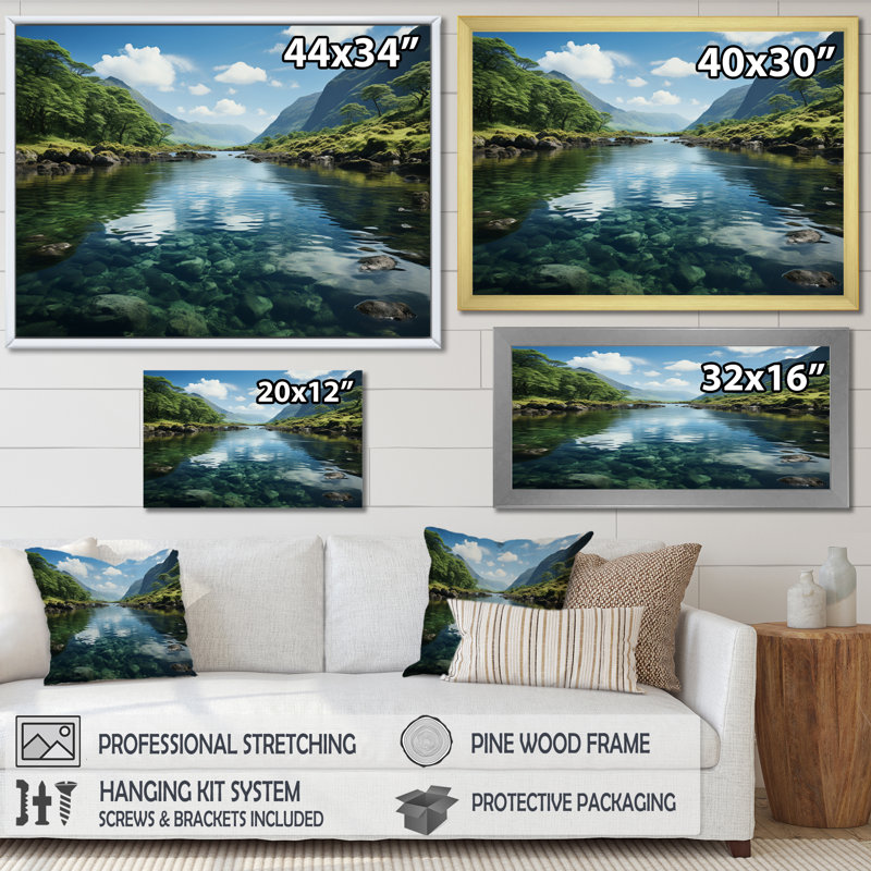 Irlande, Lacs scintillants, Cadre naturel flottant, H 24 po x l 32 po x P 1 po