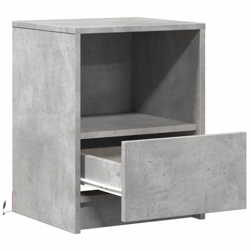 Dancho 38cm W Manufactured Wood Bedside Table, 1, Concrete Grey