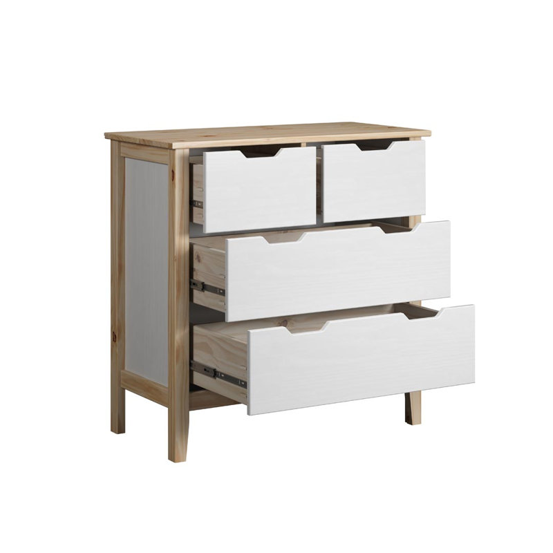 Leonit 4 - Drawer Chest of Drawers, White/Natural