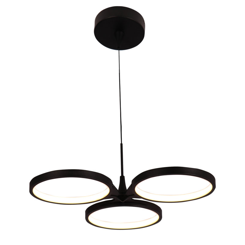 3 - Light Matte Black LED Novelty Pendant, 15.50" H x 48" W