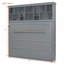 Grand lit escamotable mural avec tablettes supérieures et USB, gris