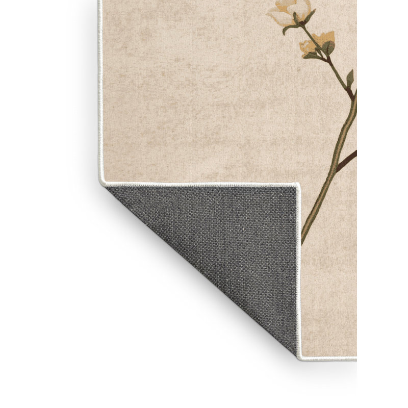 Soft Plush Fehrenbach Easter Modern & Contemporary Abstract Area Rug in Beige – White Binding, 7x9