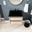 Meuble-lavabo moderne avec lavabo en céramique noire, 2 tiroirs à fermeture en douceur résilient avec lavabo, options de tiroirs robustes-1965796242