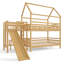 Lit double superposé en forme de maison avec glissade, lit de jeu avec escalier de rangement, deux méthodes de placement - conception sans bruit, naturel-915757660-915757634