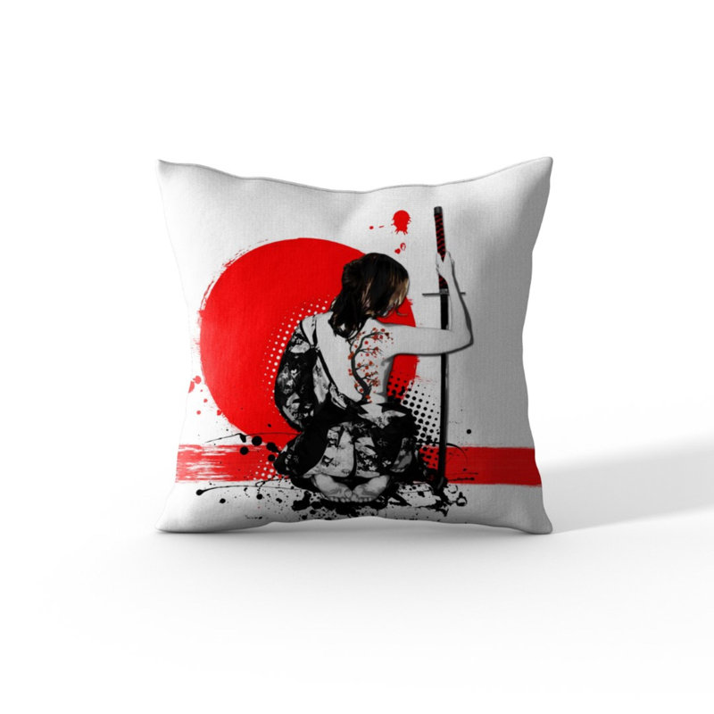 Coussin velours « trash pois-féminin samurai »