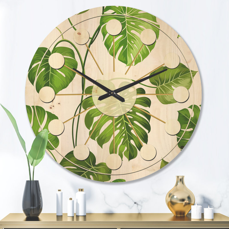 Horloge murale de style tropical Mid-Century, Grand