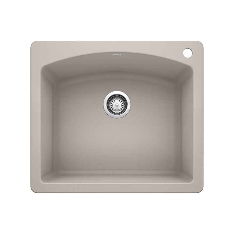 Diamond SILGRANIT 25" Single Bowl Dual Mount Kitchen Sink, Biscuit, 1 hole