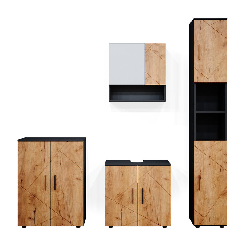 Biftu 60Cm W x 192Cm H x 30Cm D Bathroom Storage Furniture Set