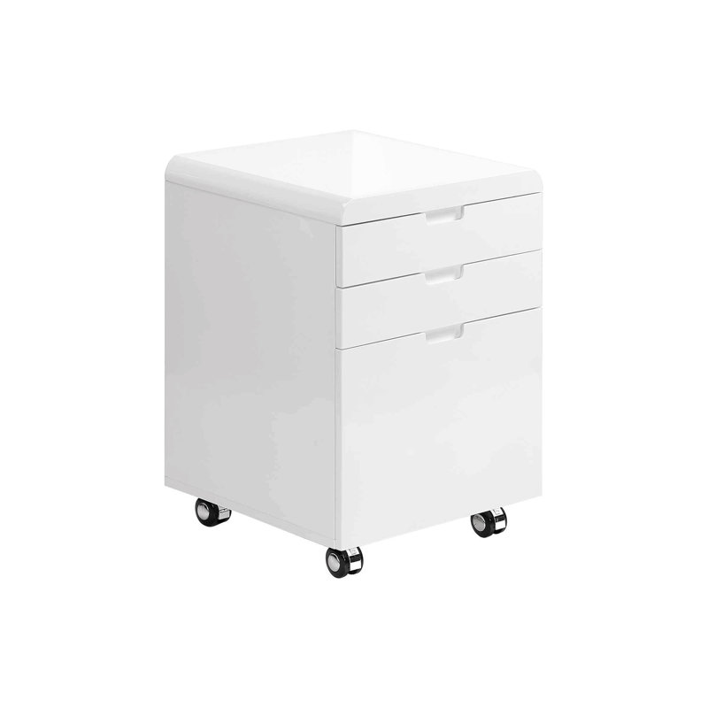 Classeur, mobile à roulettes, tiroirs de rangement, support pour imprimante, bureau, bureau, stratifié blanc brillant