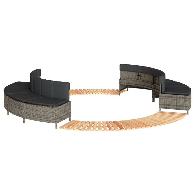 Contour de spa vidaXL en poly rotin gris et bois d'acacia massif, Grey
