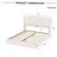Structure de lit grand rembourré avec tête de lit à oreilles, lit plateforme à profil bas avec tête de lit rembourrée, aucun sommier requis, assemblage facile, tissu en lin élégant, beige-129631708