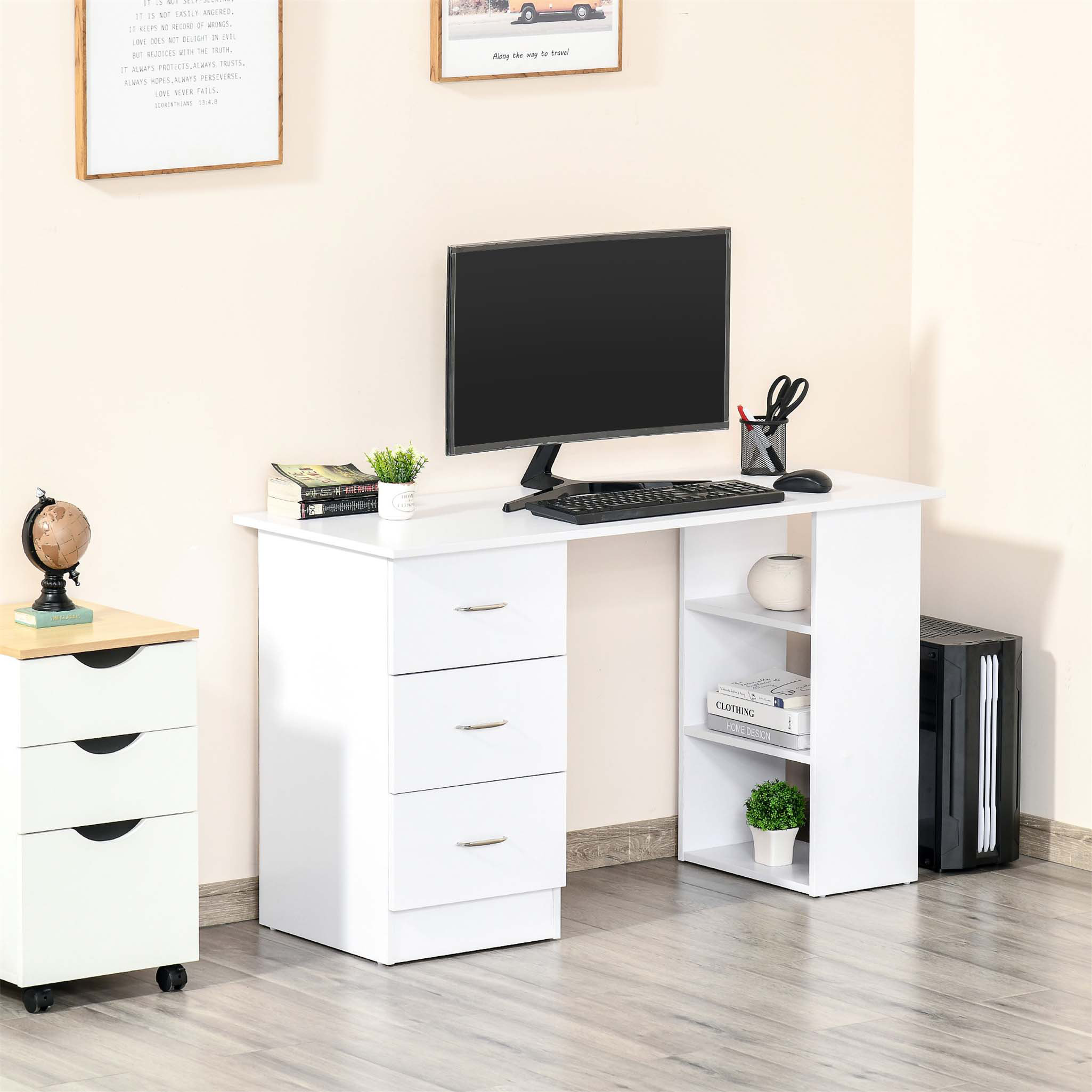 Ebern Designs Modern Home Office Computer Desk With 3 Drawers And