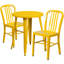 Ensemble de table ronde intérieure / extérieure en métal 24 po avec 2 chaises à dossier vertical à lattes Kathryne-1382650194