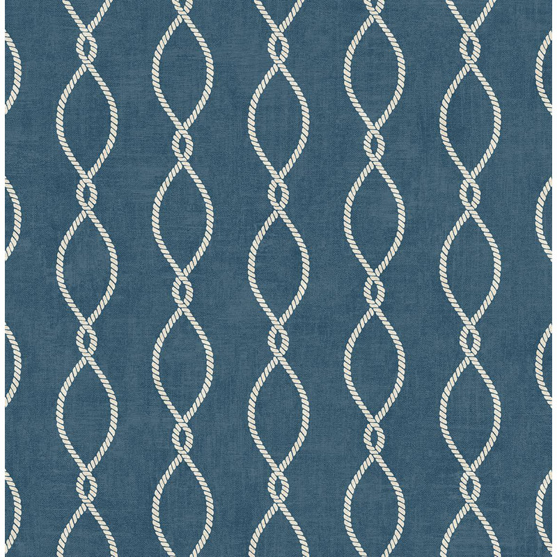 Papier peint géométrique Wardner, Bleu denim
