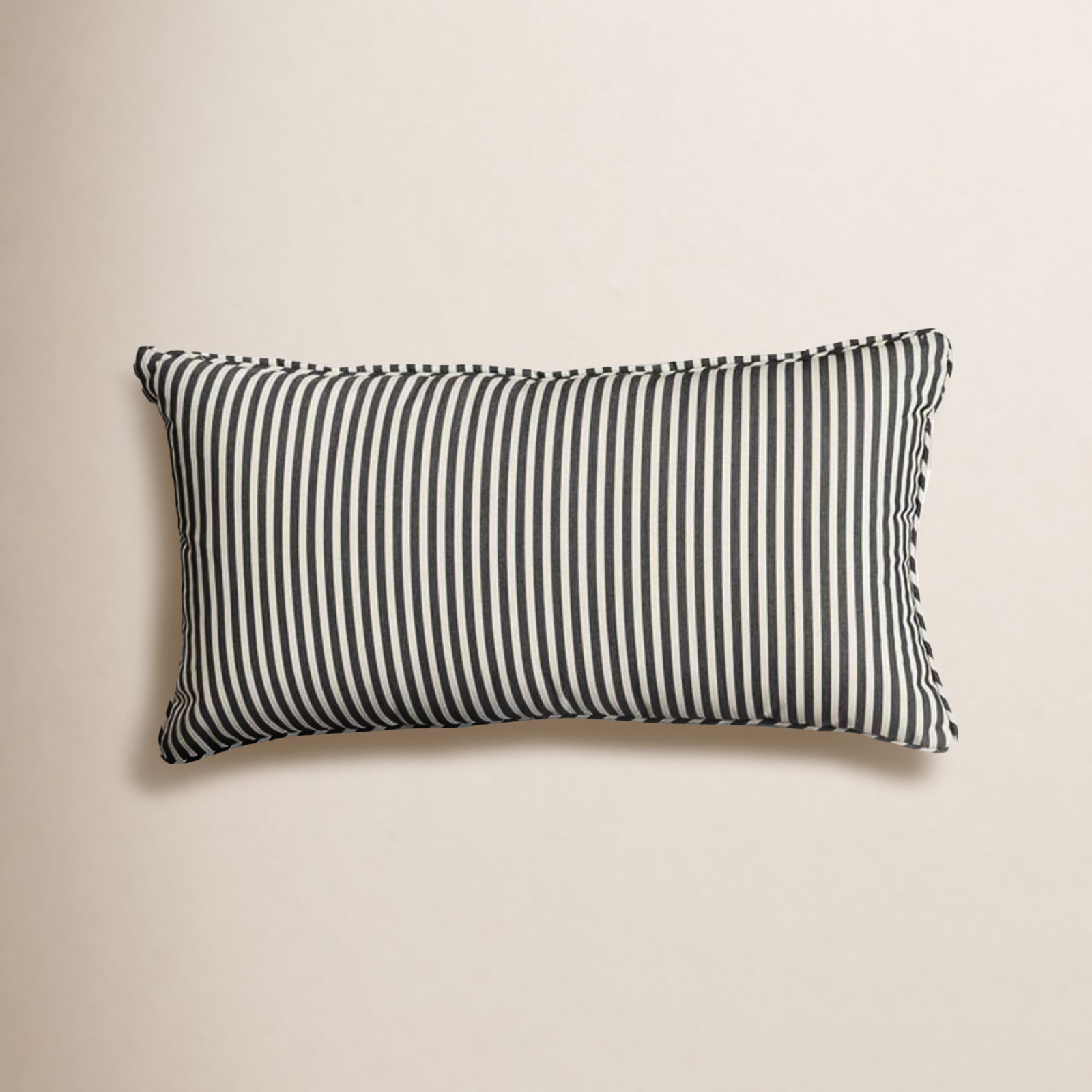 Laurens Striped Rayon/Viscose Indoor/Outdoor Lumbar Throw Pillow, Navy