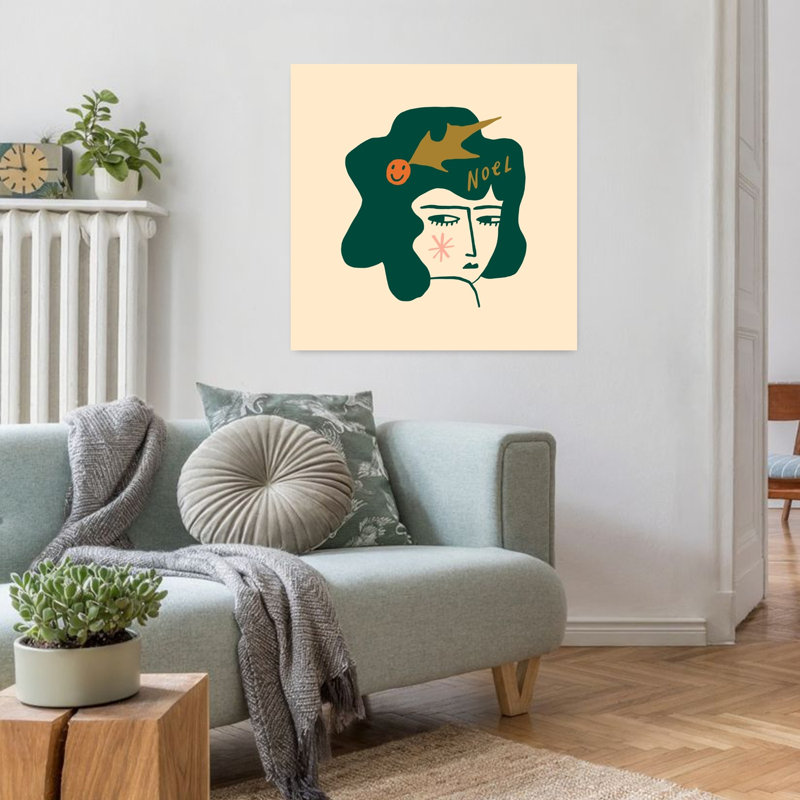 Happychristmasno12 Abstract Elegant Modern Portrait Winter Wall Art Print 1 Piece Wrapped Canvas Wall Art