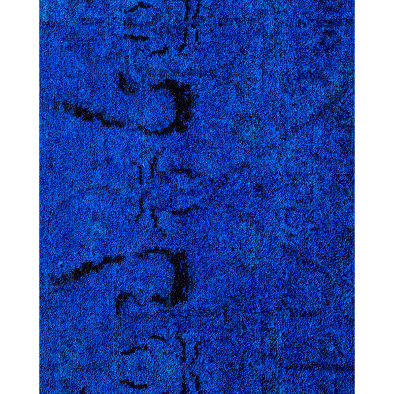 Tapis unique noué à la main Fine Vibrance - bleu, 5 pi 5 po x 8 pi 0 po