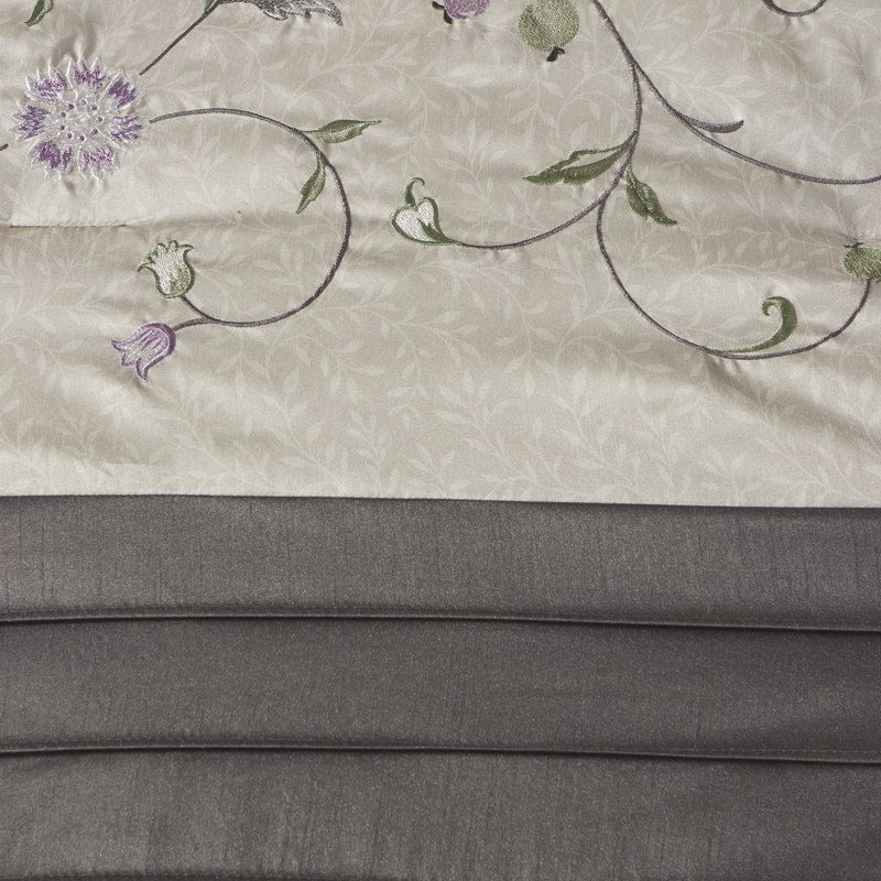 Purple Reversible Queen 7-Piece Embroidered Bedspread Set
