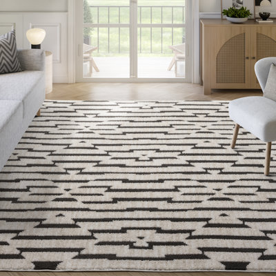 Tapis géométrique noir à losanges Abani Rugs BUR110A Lueras