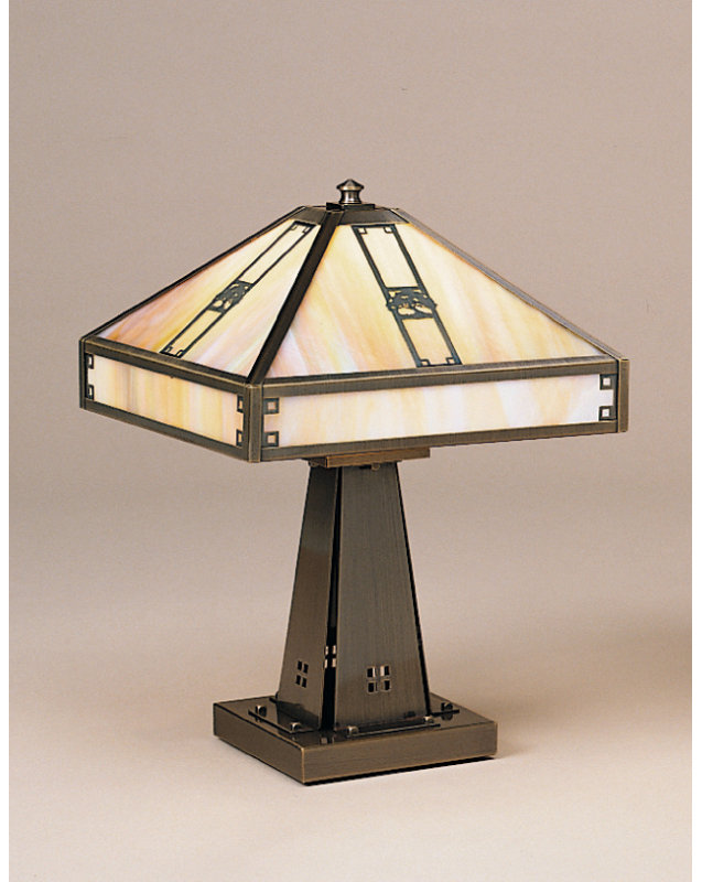 lampe De Table Pasadena, 21.25" H x 16" W / Chêne, Cuivre antique, Amande Mica